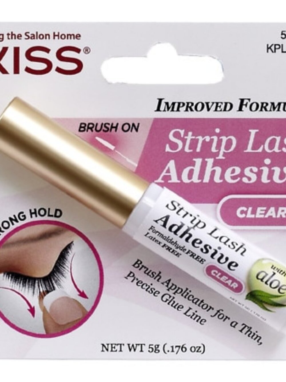 Kiss Latex Free Brush-on Strip Lash Adhesive with Aloe  Net Wt. 5g (0.17 Oz.) -